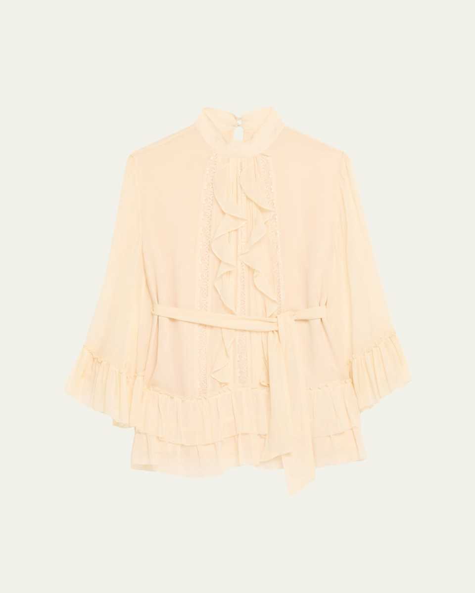 Claudia Silk Chiffon Ruffle Tiered Mini Dress